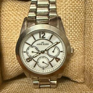 Anne Klein Silver Bracelet Watch with White Face
